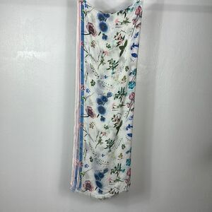 Floral Print Fringe Edges Lightweight Scarf
